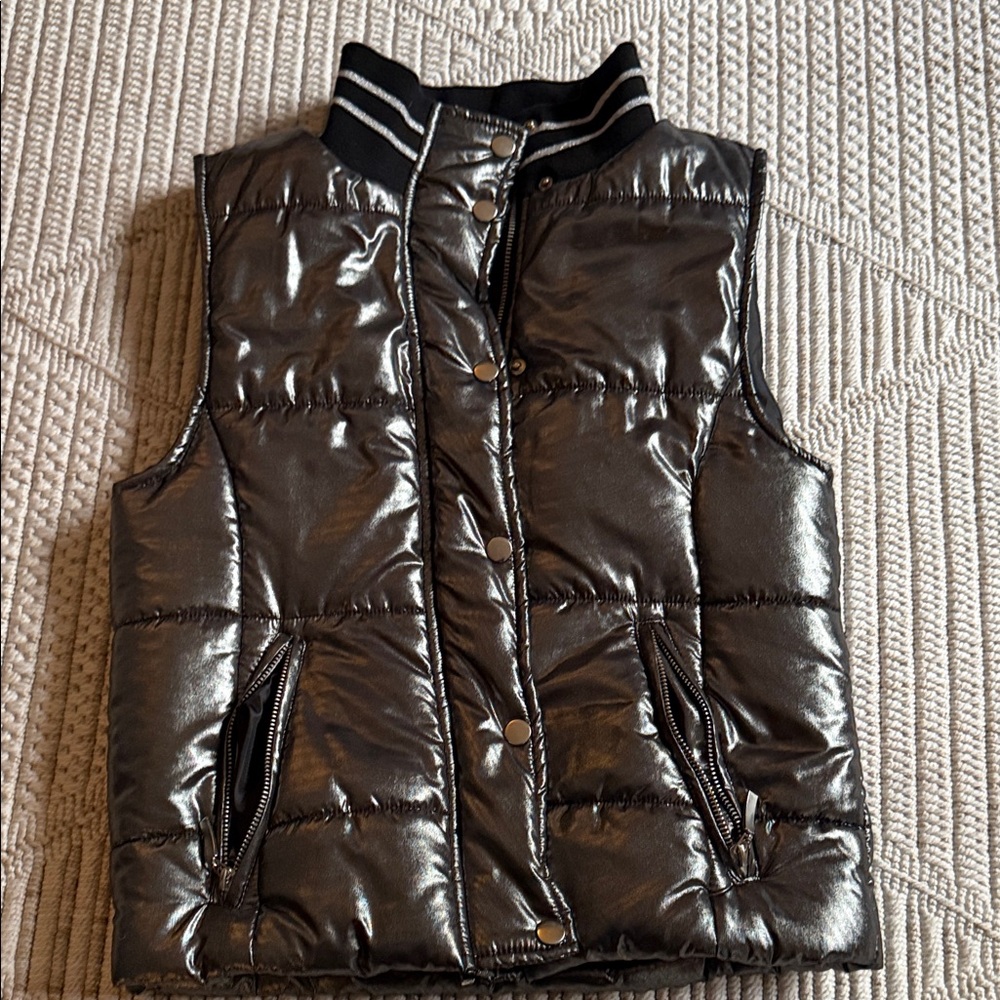Metallic Silver Puffer Vest